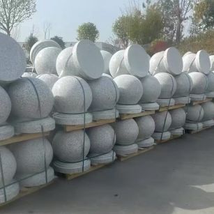宣城 白麻花岗岩石材圆球，石球，挡车球，隔离球，景观石球，风水球等