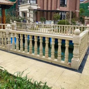 宣城黄金麻花岗岩石材栏杆，扶手，将军柱，花瓶柱