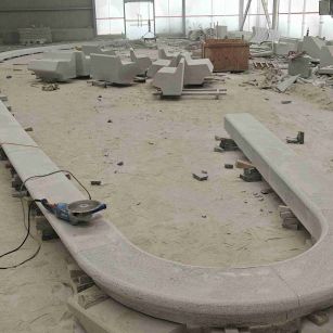 宣城 芝麻白花岗岩弧形花坛石，坐凳石