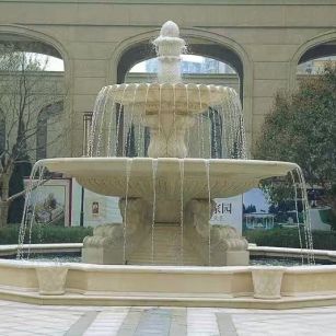 宣城 黄金麻花岗岩异型加工——户外庭院石雕流水喷泉