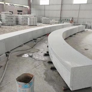 宣城芝麻白花岗岩石板材 园林光面弧形坐凳