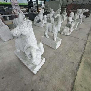 宣城 芝麻白花岗岩造型立体雕刻——十二生肖