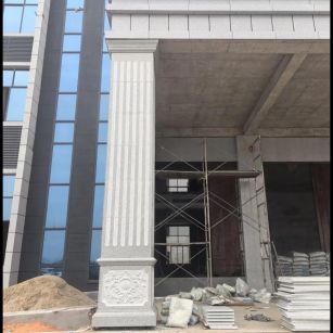 宣城 芝麻白光面花岗岩门楼大柱（罗马柱）配雕花底座