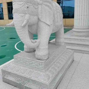宣城 白麻花岗岩动物异形石雕-大象