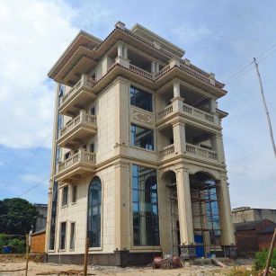 宣城 黄金麻花岗岩石材别墅外墙干挂搭配（雕花栏杆花瓶柱门楼罗马柱）