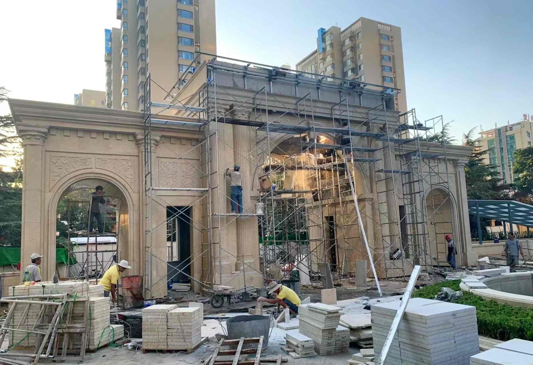 宣城 黄金麻荔枝面花岗岩小区门楼外墙干挂