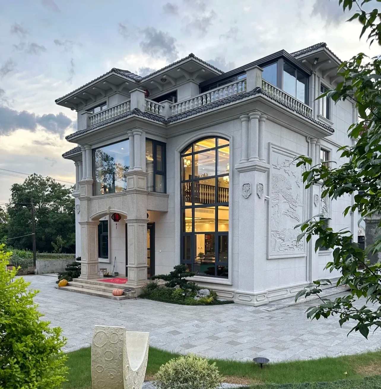 宣城 白麻花岗岩私人别墅干挂石材豪华定制