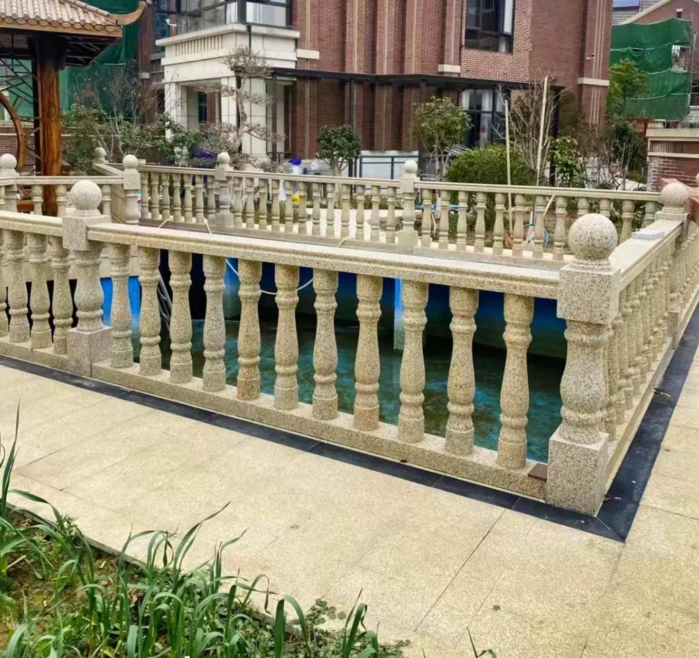 宣城黄金麻花岗岩石材栏杆，扶手，将军柱，花瓶柱