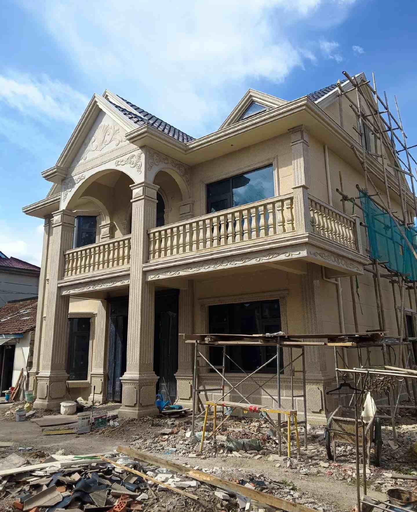 宣城 黄金麻花岗岩石材私人别墅雕花门楼柱阳台栏杆